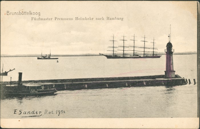 Datei:Mole mit Fünfmaster Preußen(1906).jpg