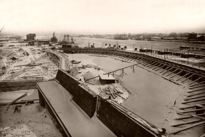 Datei:376-Fangedamm und Verbindungsmauer-5.2.1912.jpg