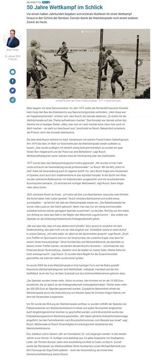 Artikel in der Brunsbütteler Zeitung zum Jubiläum.